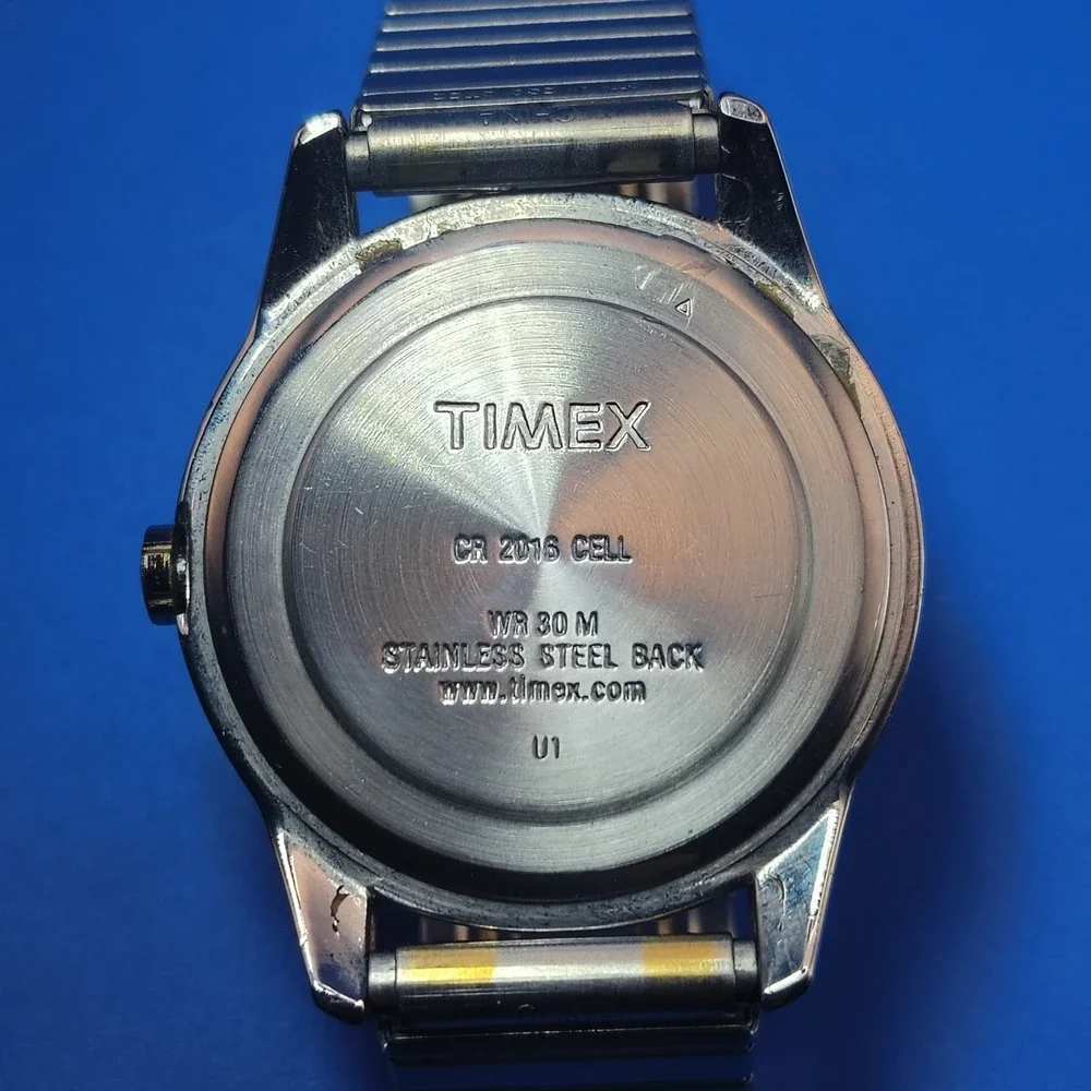 Vintage‎ 2014 Timex Indiglo Day-Date 35mm Mens Quartz Two Tone Dress Watch